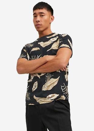 Футболка хлопковая длинная мужская jack & jones 191645 m черная (2200005066805)