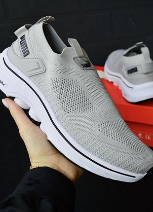 Мокасины puma gray white мужские, серые с белым, размер 41 (26 см), стильные и удобные