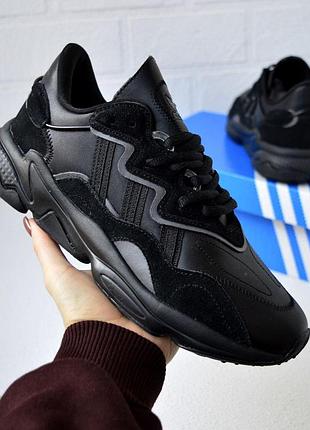 Adidas ozweego black — мужские чёрные кроссовки, стильная спортивная обувь для повседневной носки 42
