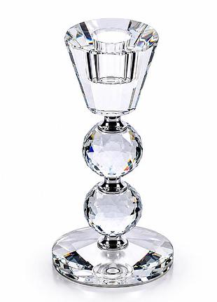 Свічник скляний crystal для тонкої свічки прозорий 18 см, remy-decor