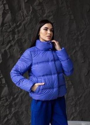 Жіноча коротка весняна куртка на біопуху g-soft, легка демісезонна куртка з плащівки моніка 42-50 електрик 50, xl