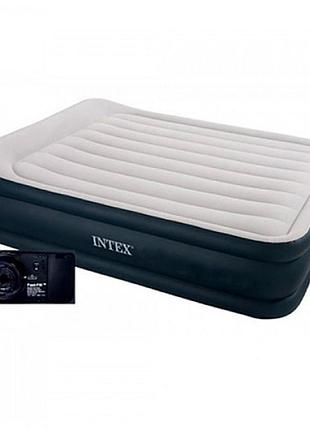 Надувной матрас-кровать с встроенным электрическим насосом intex 64136 152х203х42 см