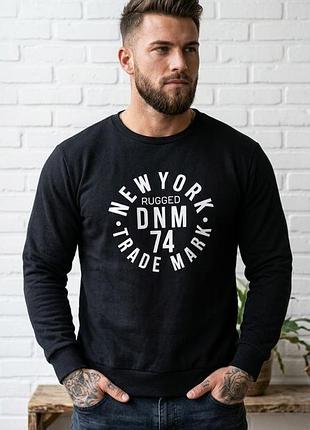 🧥 мужской свитшот accanto denim industry | black ny print | размер l-xl