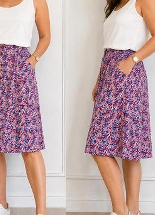 Літня спідниця міді marks &spencer а силует, кишені, на гудзиках