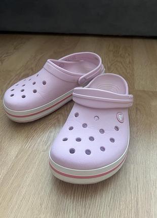 Дитячі шльопанці crocs crocband clog ballerina j4 рожеві