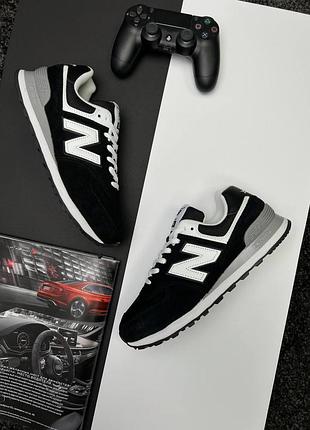 💎чоловічі кросівки new balance 574 full suede black white