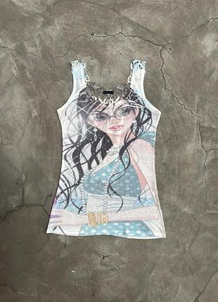 Extra hard millennial item: a tunic / tee with unknown diva. 2000s / y2k