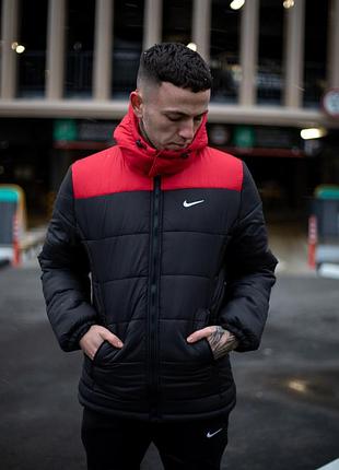 Курточка мужская зимняя теплая черная с красным nike (найк) xxl