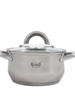 Кастрюля со стеклянной крышкой krauff steil 26-238-077 5.8 л 24 см серебристая