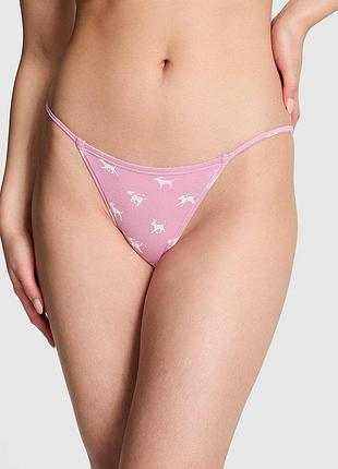 Женские трусики victoria's secret (329425480965) pink cotton string bikini l розовые