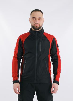 Куртка вітровка чоловіча весняна софтшел чорна з червоним xl