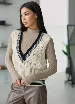 Женская вязаная жилетка в стиле oversize 42-46 размер цвет кофе 44