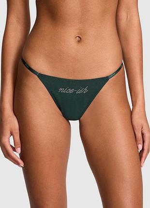 Женские трусики victoria's secret (2889177891782) logo cotton scoop thong s зеленые