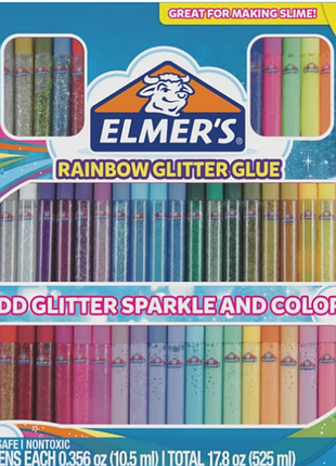 Elmers разноцветный и глиттер клей 50 шт 525.5 мл для слаймов rainbow glitter glue pen set