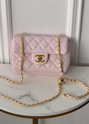 Сумка chanel classic flap mini bag розовый