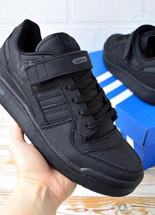 Adidas forum low black — мужские чёрные кроссовки 44/28см, стильная спортивная обувь для повседневной носки 43