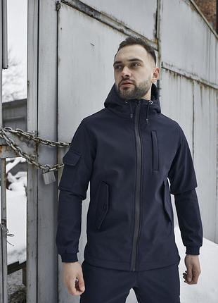 Куртка ветровка мужская весенняя осенняя синяя softshell l