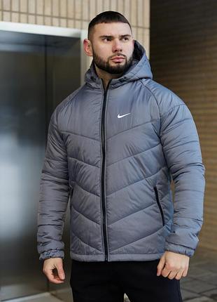 Куртка мужская с капюшоном nike весенняя серая m