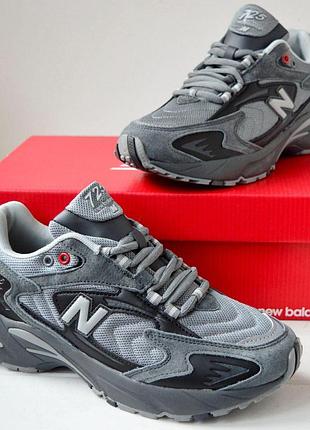 New balance 725 мужские замшевые кроссовки темно-серые с черным 44/28см