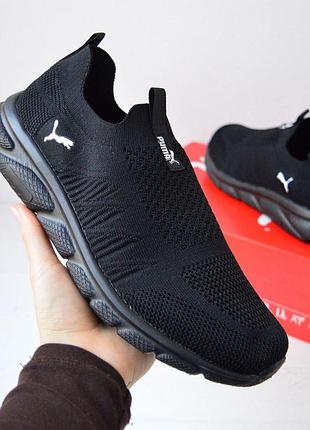 Кроссовки-мокасины puma black мужские, черные, размер 41 (26 см), стильные и комфортные