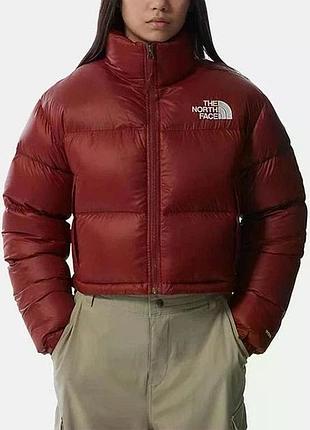 Куртка the north face женский пуховик бордового цвета, размер м