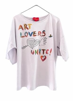Футболка vivienne westwood пильно рожева art lovers unite! оригінал