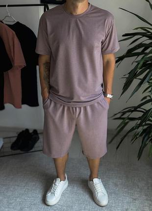Костюм мужской летний футболка и шорты оверсайз мокко l/xl