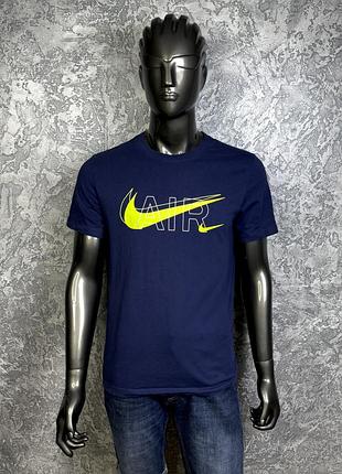 Nike air футболка m размер спортивная синяя с принтом