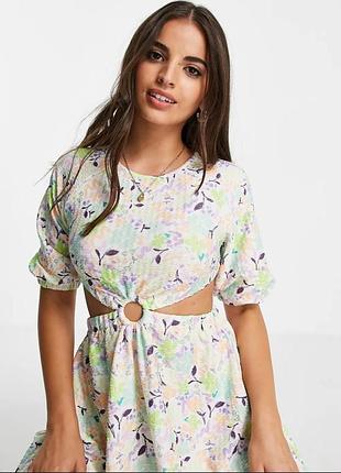 Текстурована міні-сукня asos design у квітковий принт