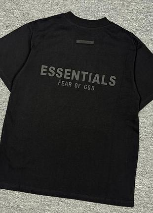 Футболка fog essentials тишка фог есеншел fear of god унісекс чоловіча преміум футболка з великим логотипом на спині чорний, l
