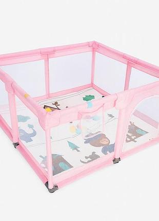 Дитячий розкладний манеж avko 120х120см pink + кульки та килимок