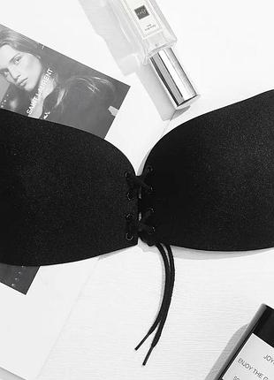 Бюстгальтер-невидимка fly bra с эффектом рush up, силиконовый бюстгалтер бабочка без бретелей многоразовый c, чёрный
