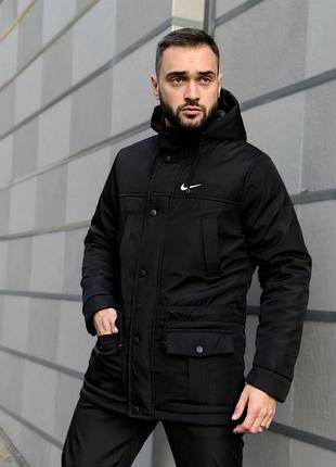 Куртка парка мужская зимняя теплая nike (найк) черная xxl