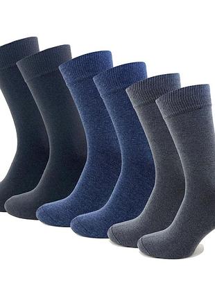 Набір класичні чоловічі шкарпетки casual 6 пар 39-47 three color високі демісезонні носки хб 35-41