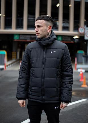 Куртка мужская зимняя теплая с капюшоном черная nike (найк) m