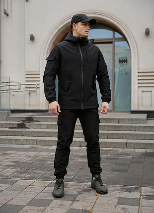 Мужской утепленный костюм софтшел куртка и штаны на флисе 5xl