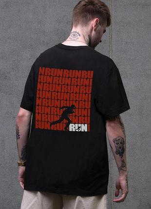 Мужская оверсайз футболка without с принтом run black s/m