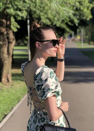Сукня в квіти лляна, відкрита спинка на зав’язках, reserved, розмір m