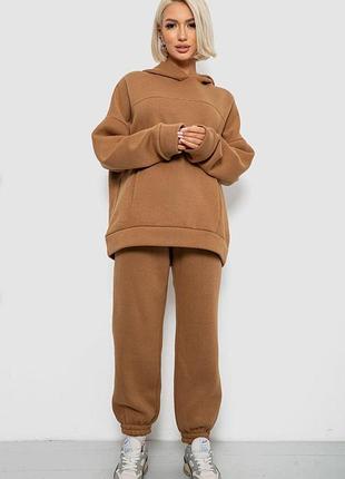 Спортивный костюм женский на флисе, цвет коричневый, 247r2016 xxxl-4xl, xxxl-4xl, xxxl-4xl