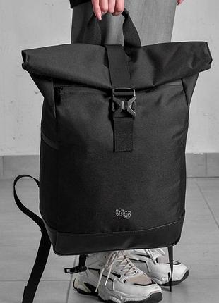Жіночий повсякденний рюкзак роллтоп шкільний without з принтом cube black