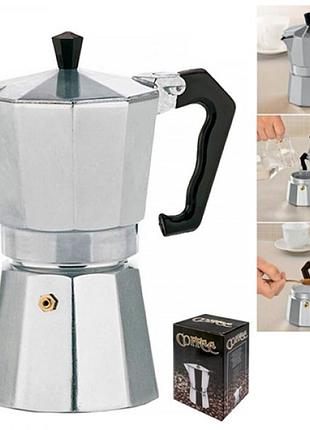 Гейзерная кофеварка stenson td-00436 300 мл 6 чашек серебристая