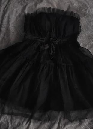 Черное пышное платье с фатином/ baby doll🖤