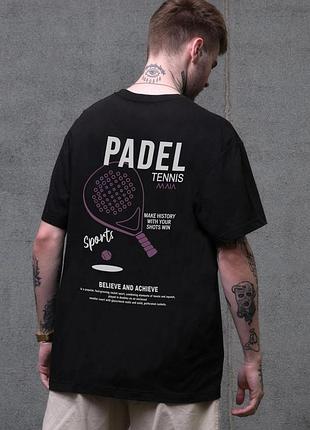 Мужская оверсайз футболка without с принтом padel tennis black s/m