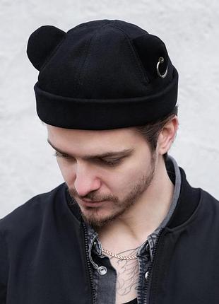 Мужская кепка докер с ушками without monarch black onesize