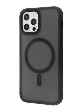Черный маторый чехол на iphone 12 pro max с magsafe