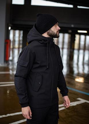 Куртка ветровка мужская весенняя осенняя черная softshell xl