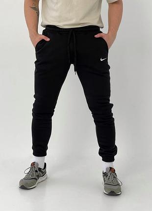 Спортивные штаны мужские утепленные nike на флисе черные осень-зима xl