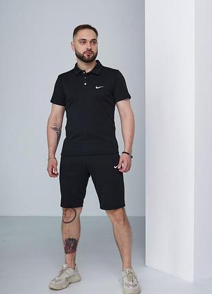 Костюм літній чоловічий nike чорний футболка та шорти