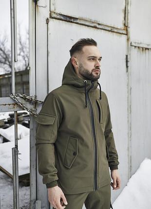 Куртка ветровка мужская хаки весенняя осенняя softshell 3xl