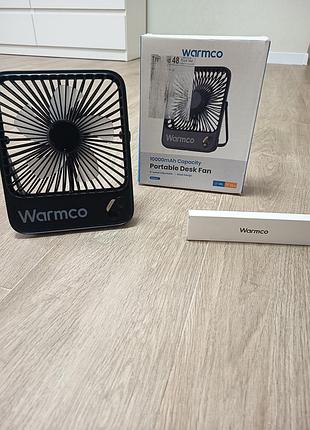 Портативный настольный вентилятор warmco d3 (10000mah) с led дисплеем, 4 скорости.